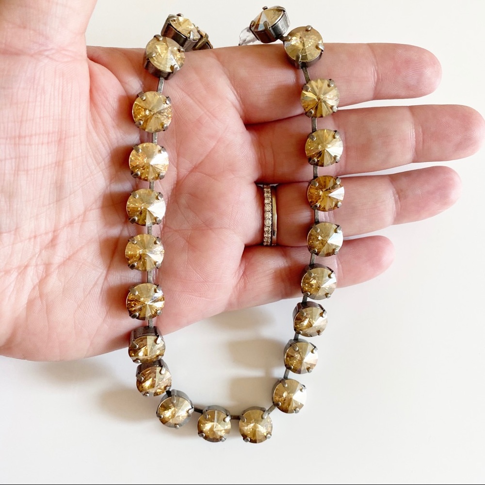 Sabika Champagne Manhattan Chunky Crystal Choker Gold Antique Silver - Picture 9 of 11